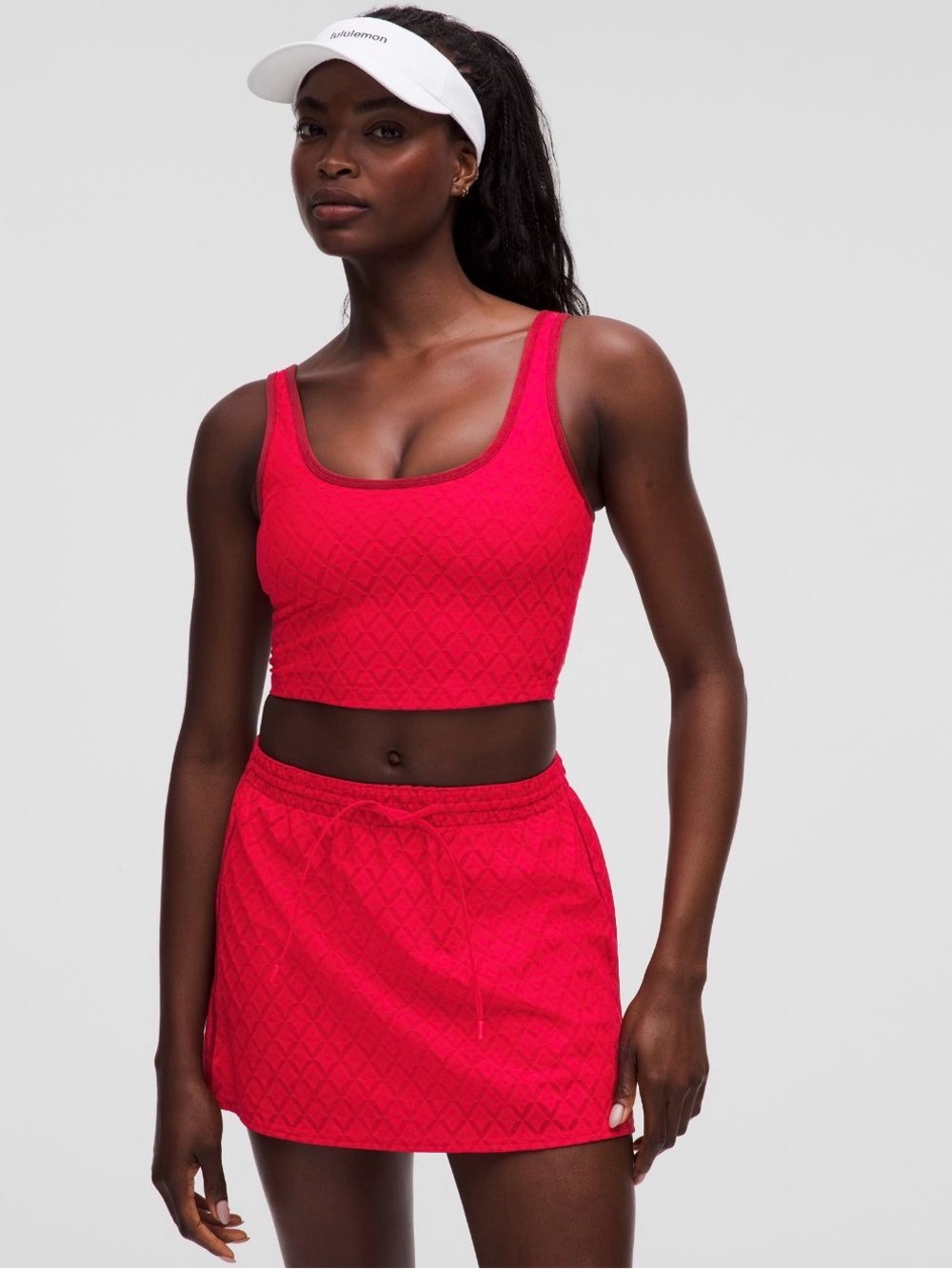 Lululemon Red Textured Mesh Tennis Crop Bra Tank XS 0 2 NWT